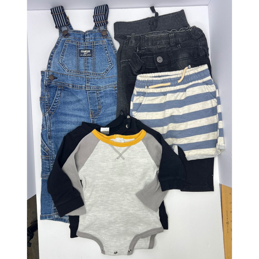 Fall Outfit Lot 9-12M OshKosh Overalls Joggers Jeans Bodysuit H&M Koala Baby